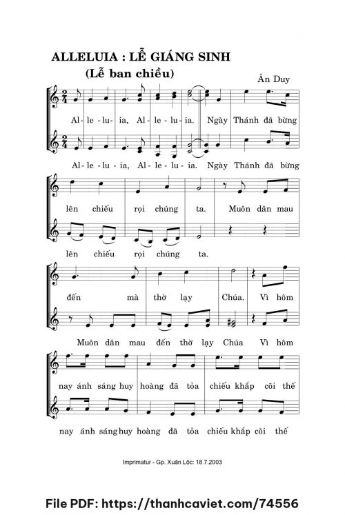 Alleluia – Lễ ban chiều Giáng Sinh - Ân Duy - trang 1