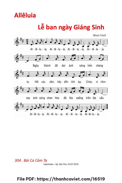 Allêluia Lễ ban ngày Giáng Sinh - Lm. Minh Chiết - trang 1