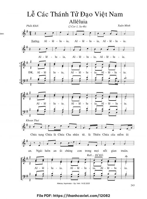 Alleluia Lễ các Thánh Tử Đạo Việt Nam - Xuân Minh - trang 1