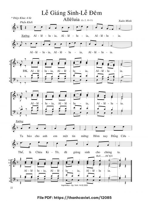 Alleluia Lễ Giáng Sinh – Lễ đêm - Xuân Minh - trang 1
