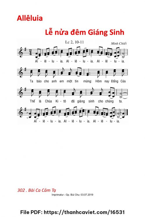 Allêluia Lễ nửa đêm Giáng Sinh - Lm. Minh Chiết - trang 1