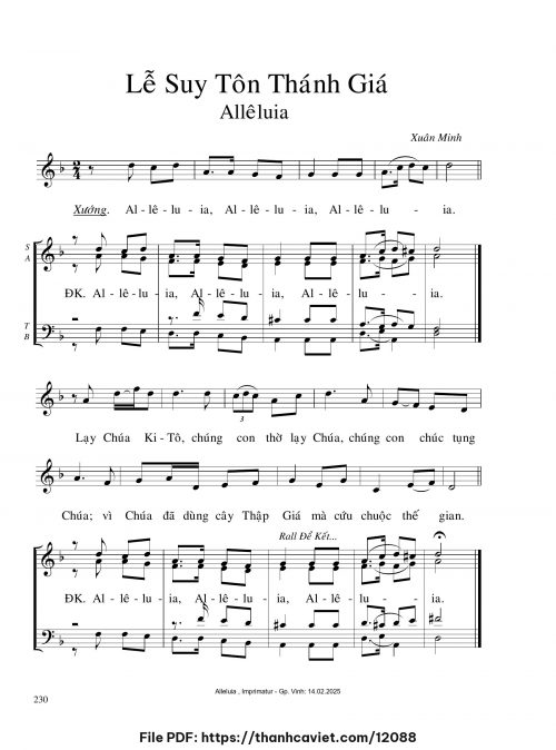 Alleluia Lễ Suy Tôn Thánh Giá - Xuân Minh - trang 1