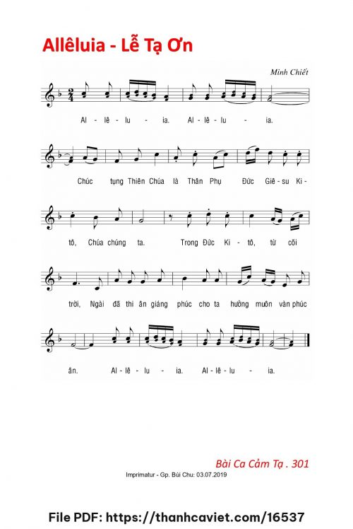 Allêluia Lễ Tạ Ơn - Lm. Minh Chiết - trang 1