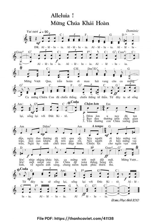 Allêluia Mừng Chúa khải hoàn - Lm. Dominic - trang 1