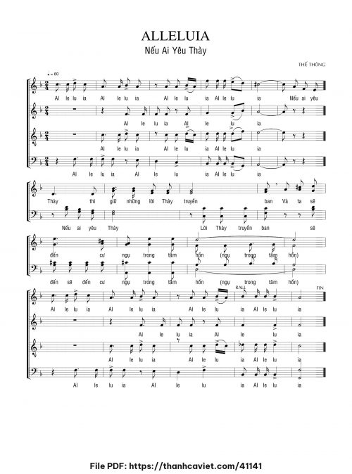 Allêluia Nếu ai yêu Thày - Thế Thông - trang 1