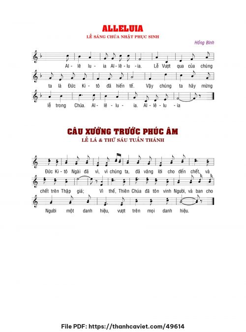 Alleluia Phục Sinh - Hồng Bính - trang 1