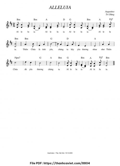 Alleluia Thiên Chúa là tình yêu - Augustino Trí Dũng - trang 1