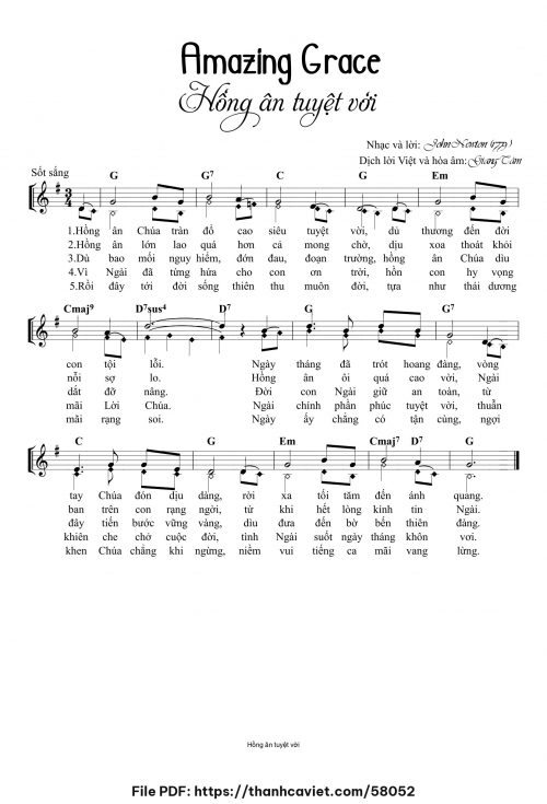 Amazing Grace - Lm. Giang Tâm (Nhạc Ngoại, lời Việt) - trang 1