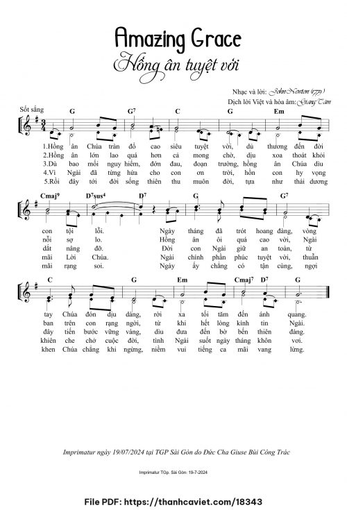 Amazing Grace – Hồng ân tuyệt vời - Lm. Giang Tâm - trang 1