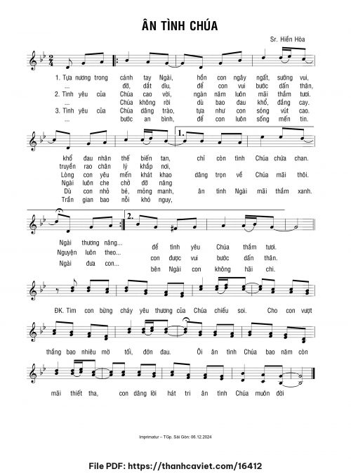 Ân tình Chúa - Sr. Hiền Hòa - trang 1