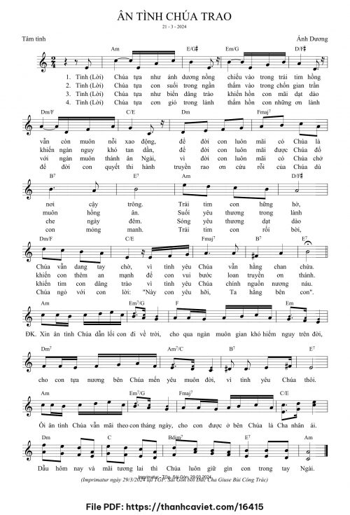 Ân tình Chúa trao - Ánh Dương - trang 1