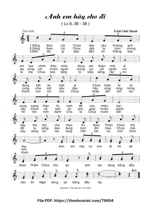 Anh em hãy cho đi - Trịnh Vĩnh Thành - trang 1