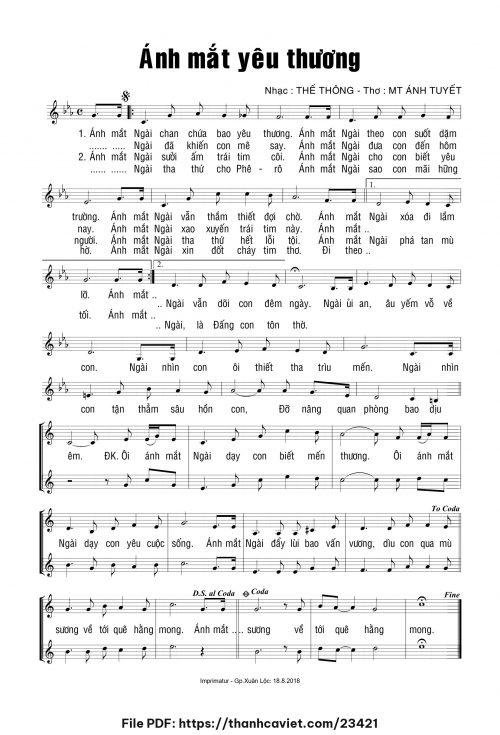 Ánh mắt yêu thương - Thế Thông - Thơ: MT Ánh Tuyết - trang 1