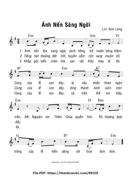 Ánh nến sáng ngời - Lm. Kim Long - trang 1