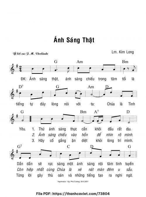 Ánh sáng thật - Lm. Kim Long - trang 1