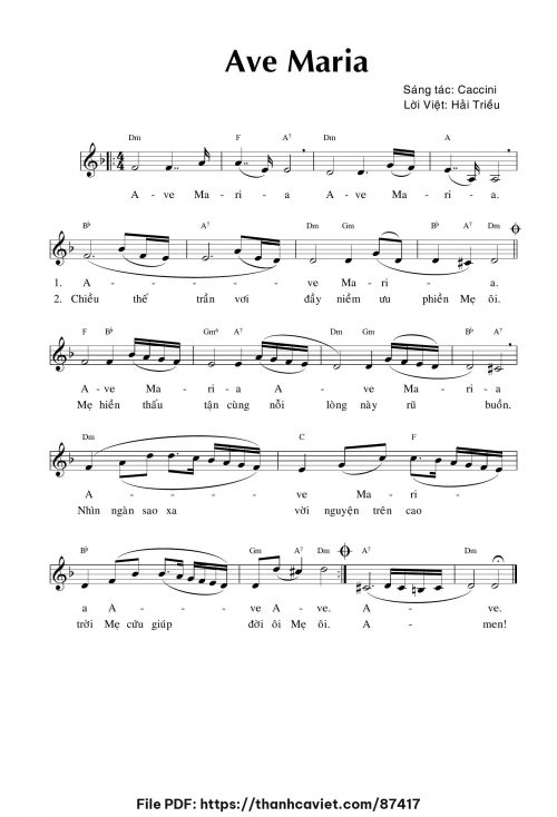 Ave Maria - Hải Triều (Nhạc Ngoại, lời Việt) - trang 1