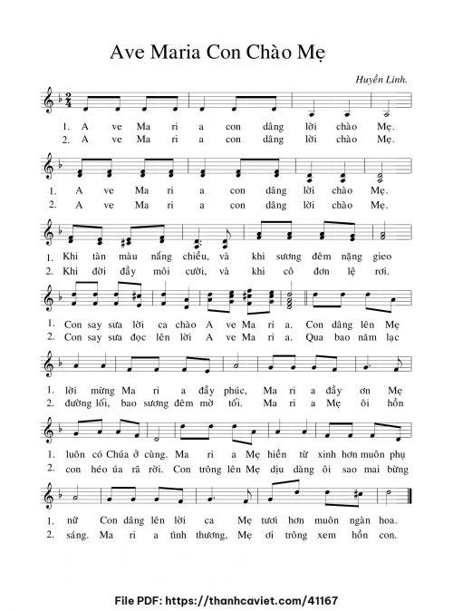 Ave Maria con chào Mẹ - Lm. Huyền Linh - trang 1