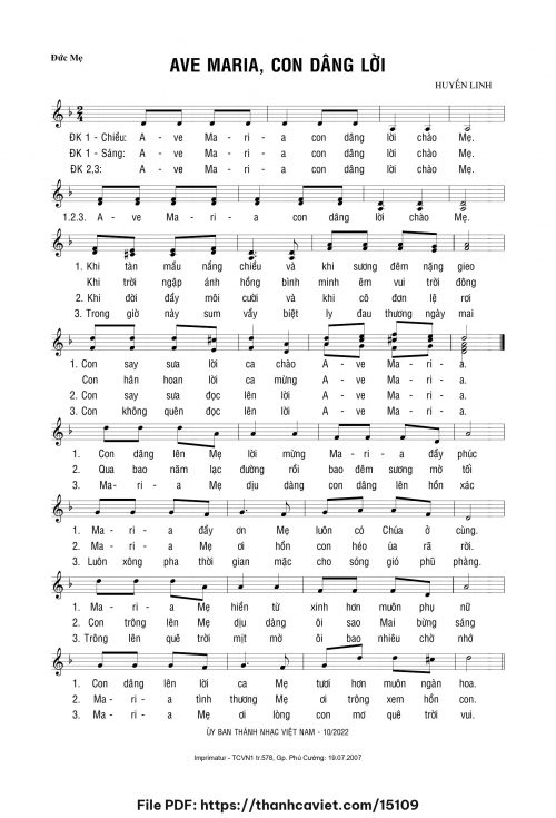 Ave Maria, con dâng lời - Lm. Huyền Linh - trang 1
