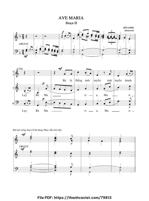Ave Maria Đoạn II - Hải Linh - trang 1