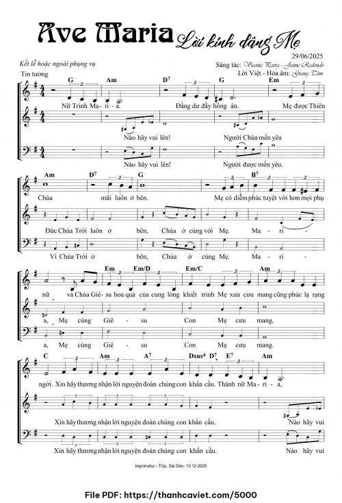 Ave Maria Lời ca dâng Mẹ - Lm. Giang Tâm - trang 1