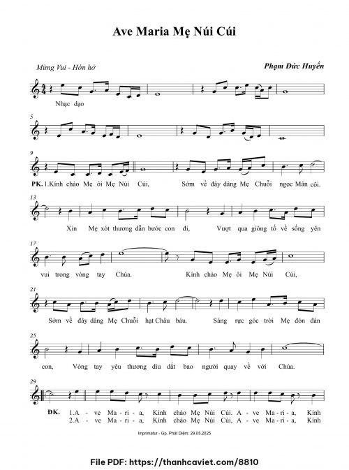 Ave Maria Mẹ Núi Cúi - Phạm Đức Huyến - trang 1