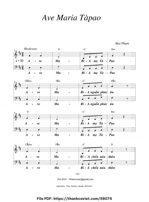 Ave Maria TàPao - Mai Phạm - trang 1