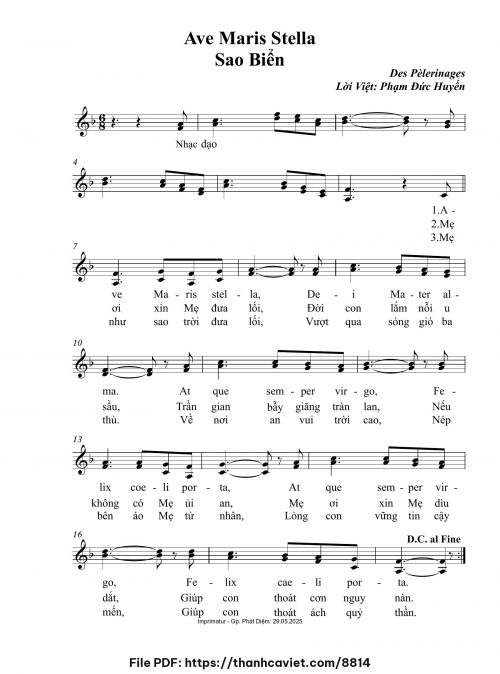 Ave Maris Stella Sao Biển - Phạm Đức Huyến (Nhạc Ngoại, lời Việt) - trang 1