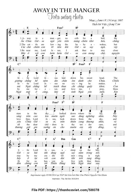 Away in the manger – Trên máng chiên - Lm. Giang Tâm (Nhạc Ngoại, lời Việt) - trang 1
