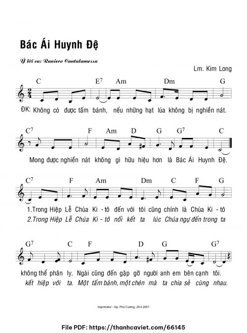 Bác ái huynh đệ - Lm. Kim Long - trang 1
