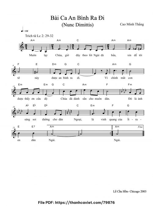 Bài ca an bình ra đi - Cao Minh Thắng - trang 1