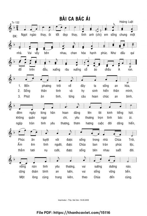Bài ca bác ái - Lm. Hoàng Luật - trang 1