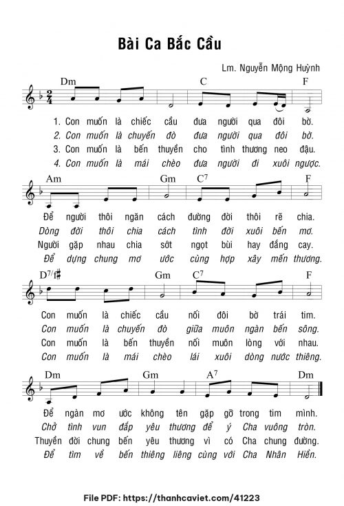 Bài ca bắc cầu - Lm. Nguyễn Mộng Huỳnh - trang 1