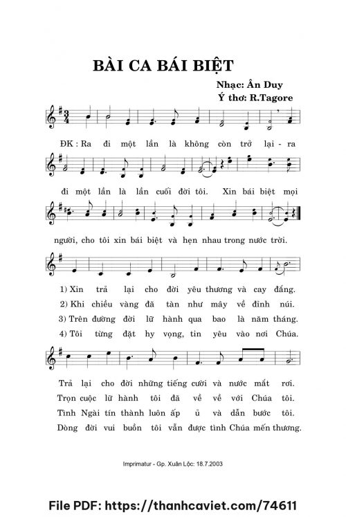 Bài ca bái biệt - Ân Duy - trang 1