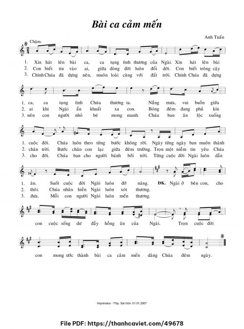 Bài ca cảm mến - Anh Tuấn - trang 1