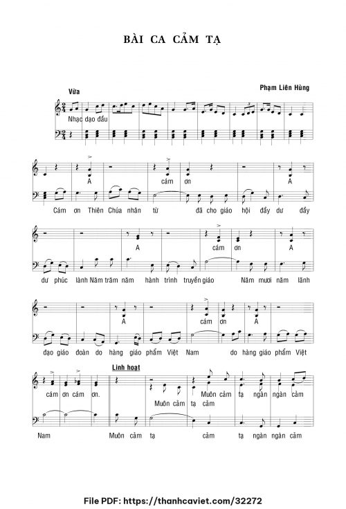 Bài ca cảm ơn - Lm. Phạm Liên Hùng - trang 1