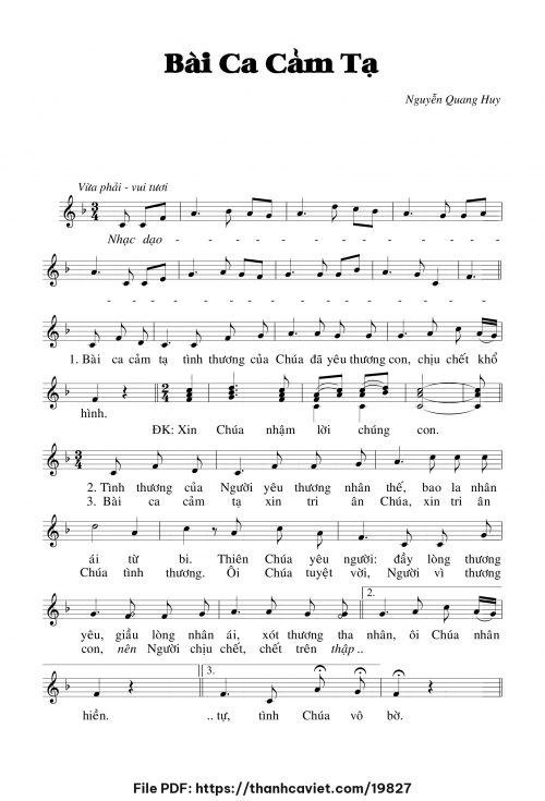 Bài ca cảm tạ - Nguyễn Quang Huy - trang 1