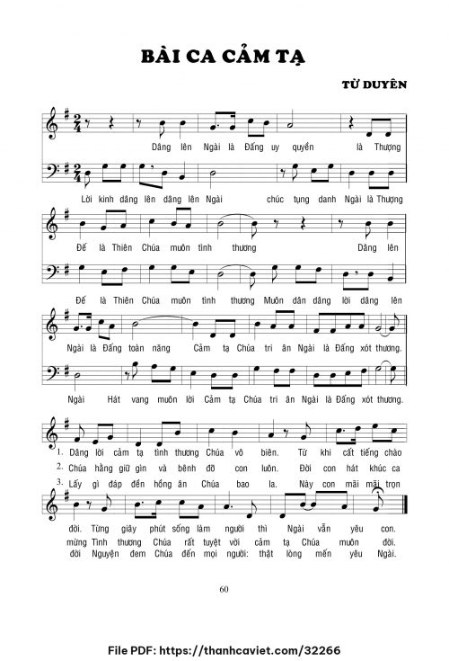 Bài ca cảm tạ - Lm. Từ Duyên - trang 1