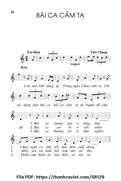 Bài ca cảm tạ - Viết Chung - trang 1