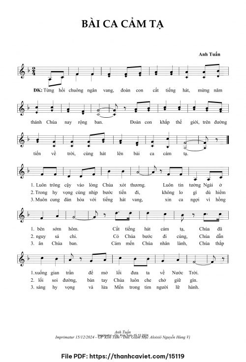 Bài ca cảm tạ – Anh Tuấn - Anh Tuấn - trang 1