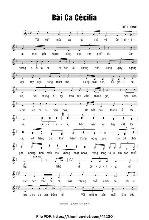 Bài ca Cêcilia - Thế Thông - trang 1