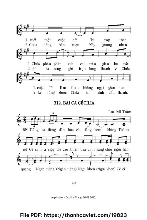 Bài ca Cêcilia - Lm. Mi Trầm - trang 1