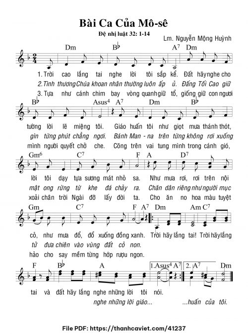 Bài ca của Môisê - Lm. Nguyễn Mộng Huỳnh - trang 1