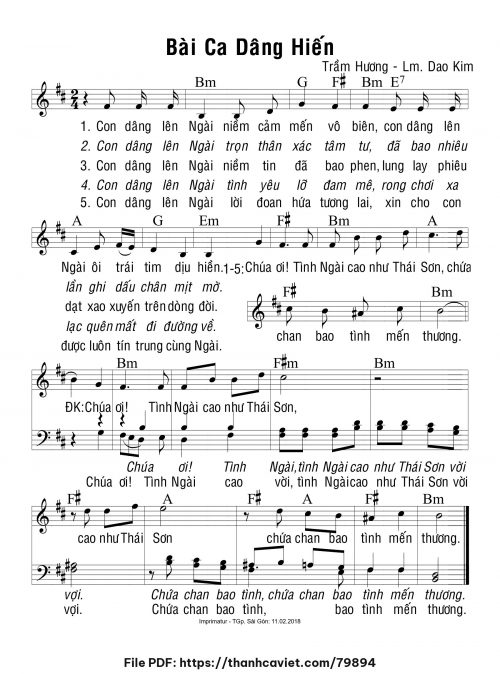 Bài ca dâng hiến - Sr. Trầm Hương - trang 1