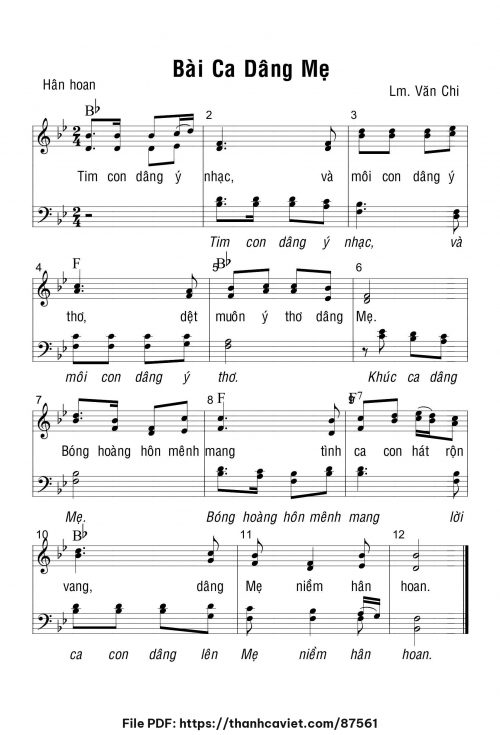 Bài ca dâng Mẹ - Lm. Văn Chi - trang 1