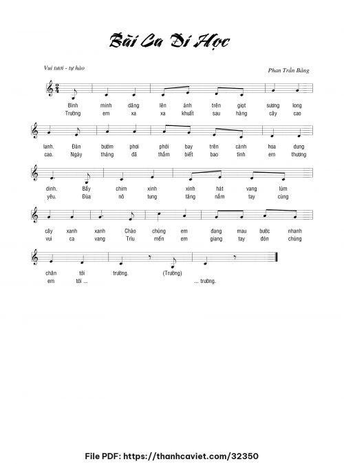 Bài ca đi học - Phan Trần Bảng - trang 1