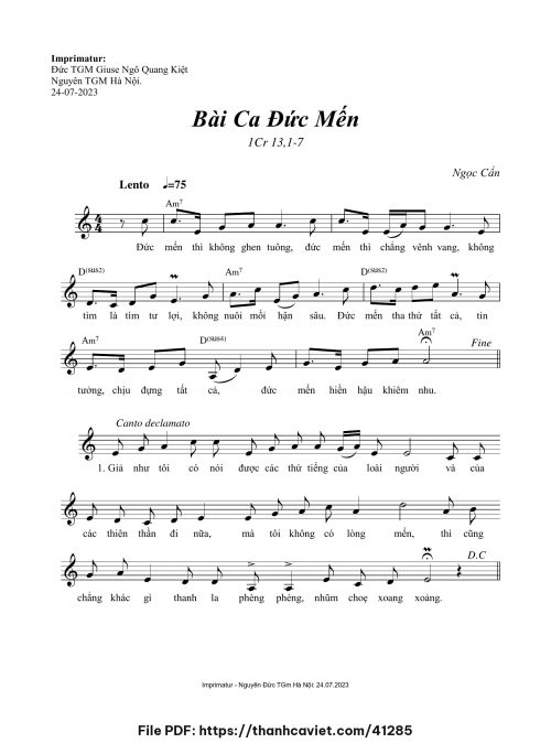 Bài ca Đức Mến - Ngọc Cẩn - trang 1