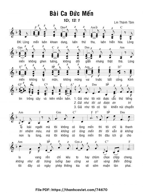 Bài ca đức mến - Lm. Thành Tâm - trang 1