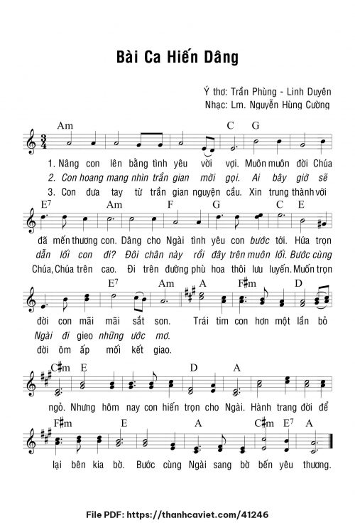 Bài ca hiến dâng - Lm. Nguyễn Hùng Cường - trang 1