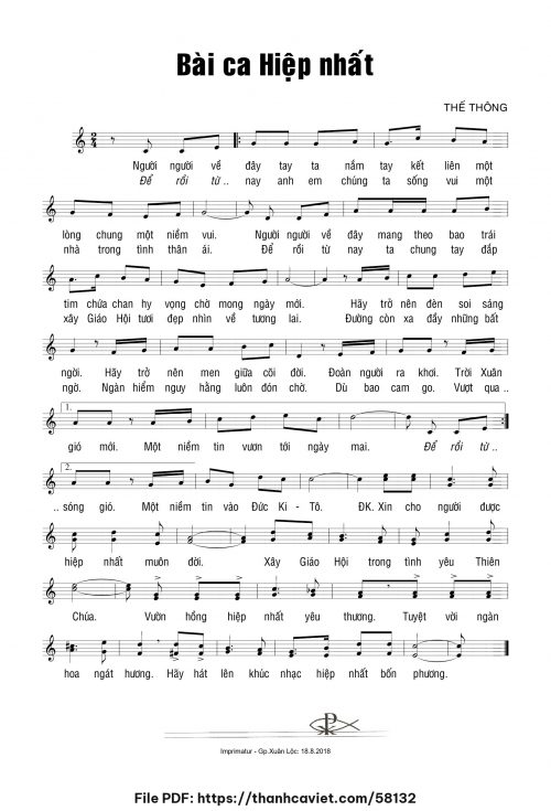 Bài ca hiệp nhất - Thế Thông - trang 1