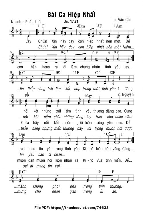 Bài ca hiệp nhất - Lm. Văn Chi - trang 1